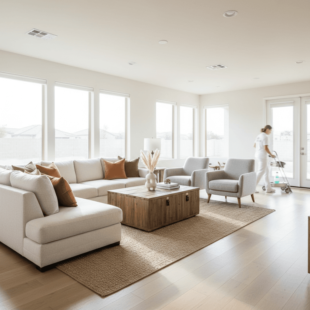 Bright residential home interior showing clean, organized living spaces